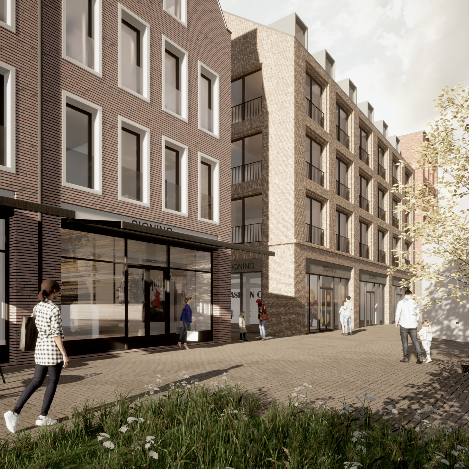 Artist impression van het Broerenkwartier in Zwolle door Tim Versteegh Architect