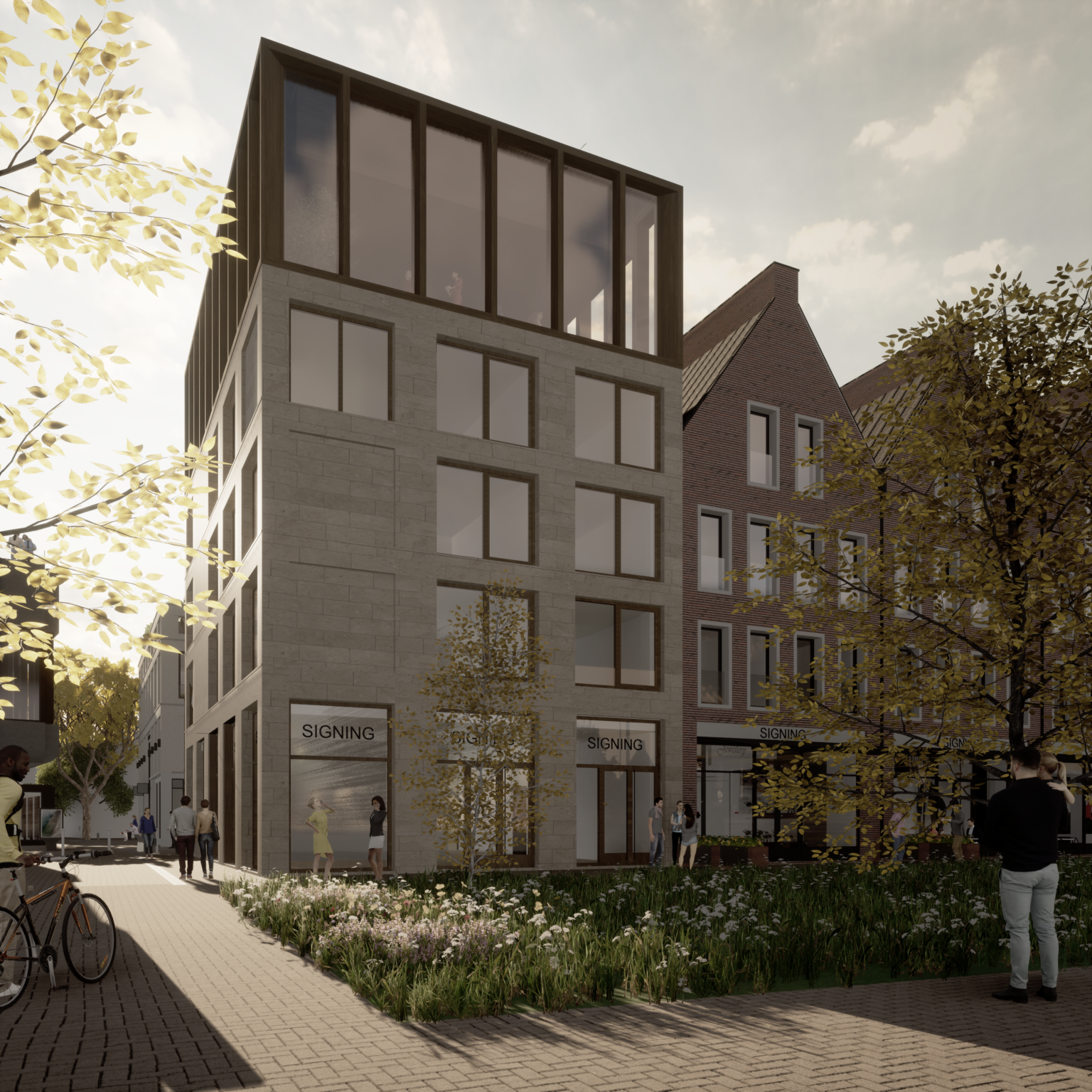 Artist impression van het Broerenkwartier in Zwolle door Tim Versteegh Architect