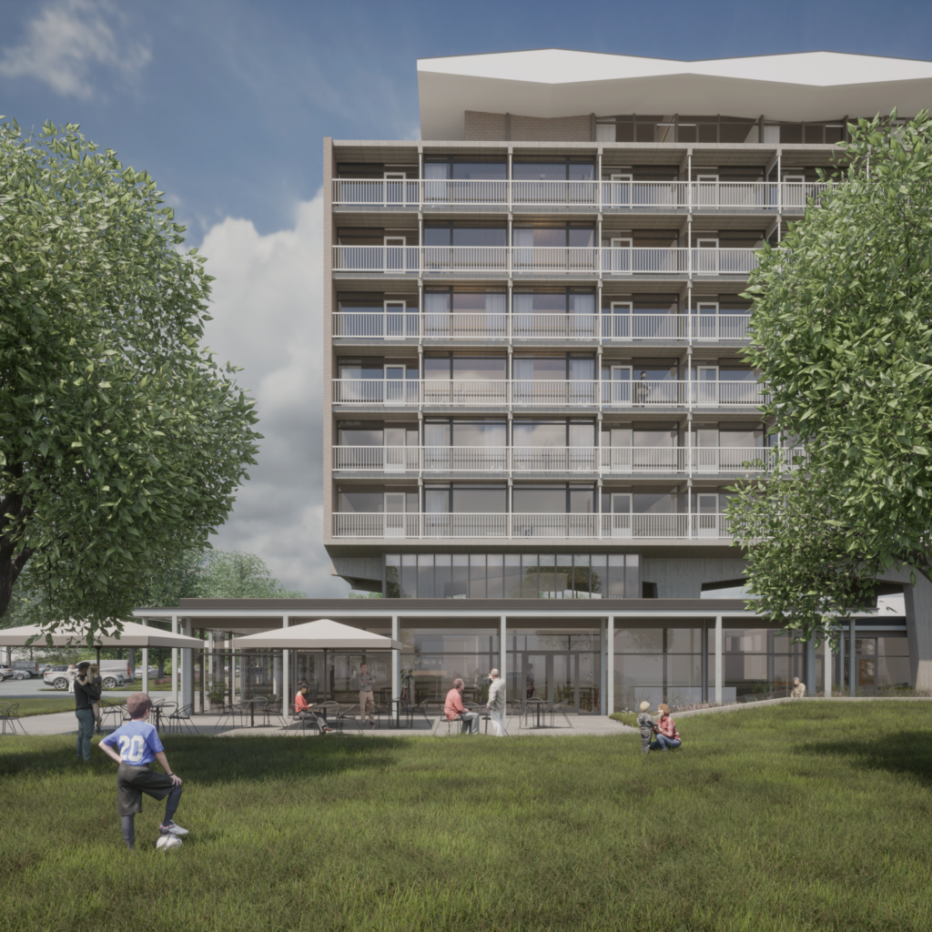 Artist impression van het project Golfslag in Emmeloord door Tim Versteegh Architect.