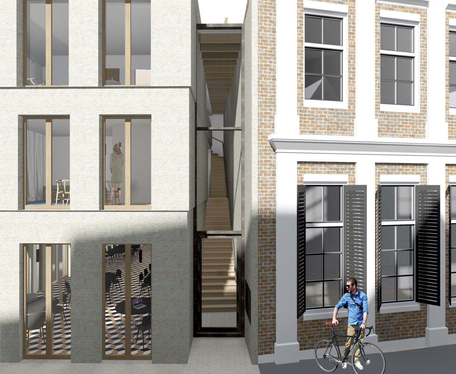 Artist Impression van de Spiegelstraat in Zwolle dor Tim Versteegh Architect