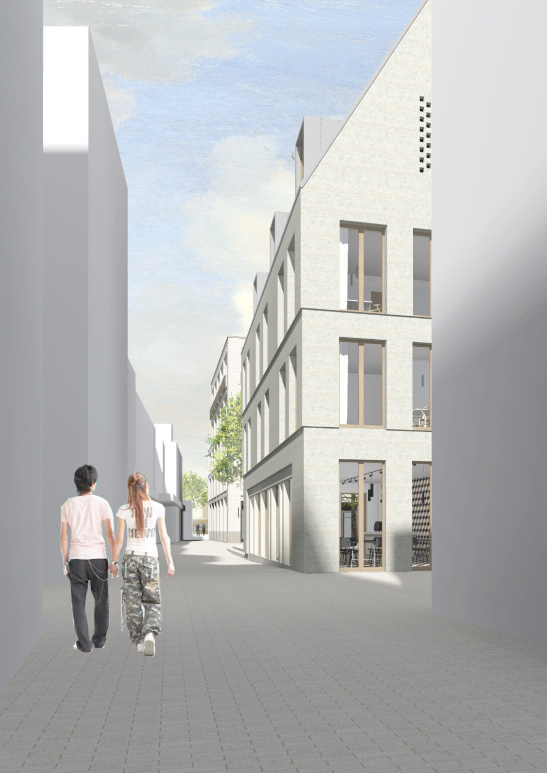 Artist Impression van de Spiegelstraat in Zwolle dor Tim Versteegh Architect