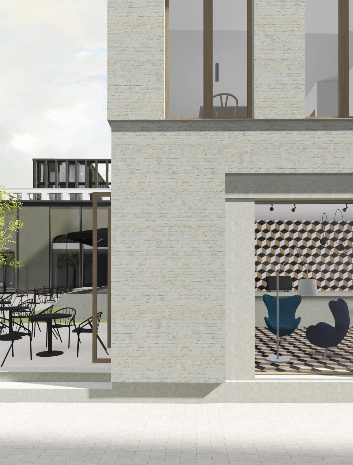 Artist Impression van de Spiegelstraat in Zwolle dor Tim Versteegh Architect